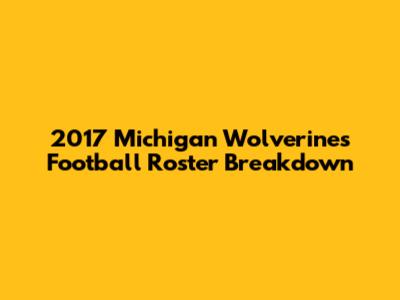 2017 Michigan Wolverines Football Roster Breakdown