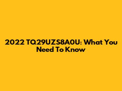 2022 TQ29UZS8A0U: What You Need To Know