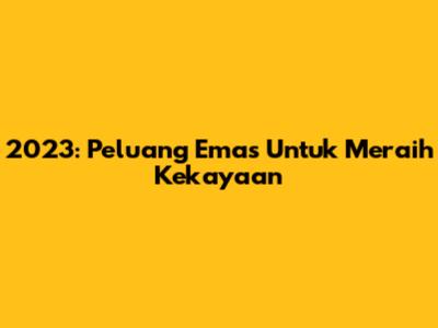 2023: Peluang Emas Untuk Meraih Kekayaan