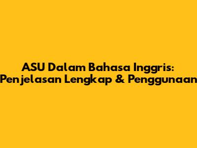 ASU Dalam Bahasa Inggris: Penjelasan Lengkap & Penggunaan