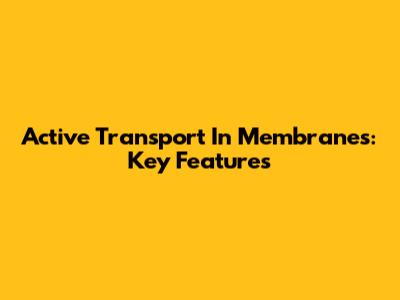 Active Transport In Membranes: Key Features