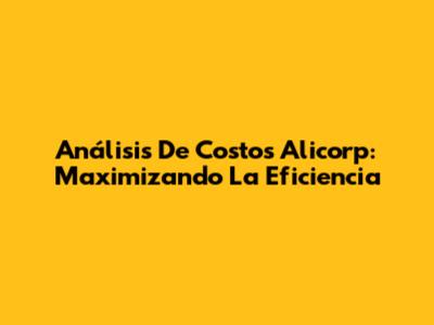 Análisis De Costos Alicorp: Maximizando La Eficiencia