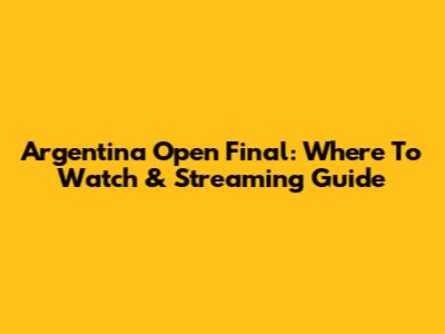 Argentina Open Final: Where To Watch & Streaming Guide