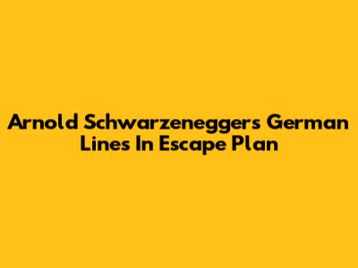 Arnold Schwarzenegger's German Lines In Escape Plan