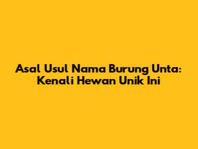 Asal Usul Nama Burung Unta: Kenali Hewan Unik Ini