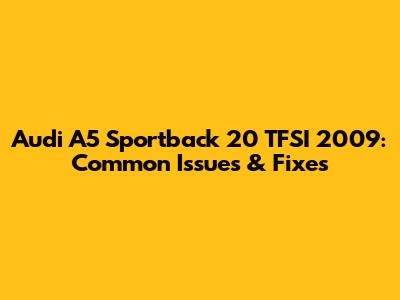 Audi A5 Sportback 20 TFSI 2009: Common Issues & Fixes