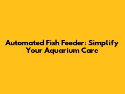 Automated Fish Feeder: Simplify Your Aquarium Care