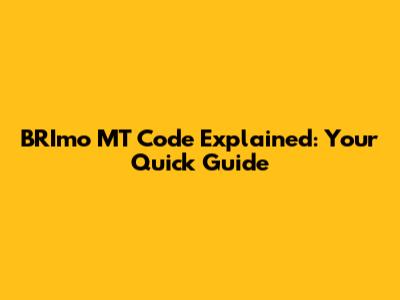 BRImo MT Code Explained: Your Quick Guide
