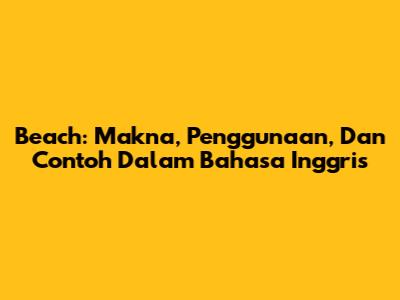 Beach: Makna, Penggunaan, Dan Contoh Dalam Bahasa Inggris