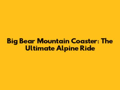 Big Bear Mountain Coaster: The Ultimate Alpine Ride