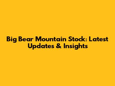 Big Bear Mountain Stock: Latest Updates & Insights