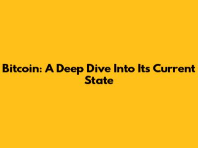 Bitcoin: A Deep Dive Into Its Current State