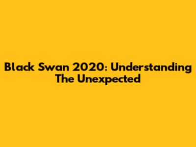 Black Swan 2020: Understanding The Unexpected