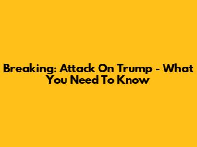 Breaking: Attack On Trump - What You Need To Know