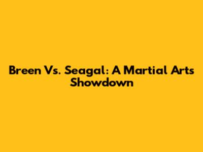 Breen Vs. Seagal: A Martial Arts Showdown