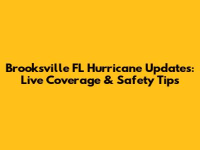 Brooksville FL Hurricane Updates: Live Coverage & Safety Tips