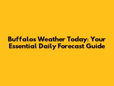 Buffalo's Weather Today: Your Essential Daily Forecast Guide