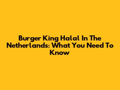 Burger King Halal In The Netherlands: What You Need To Know