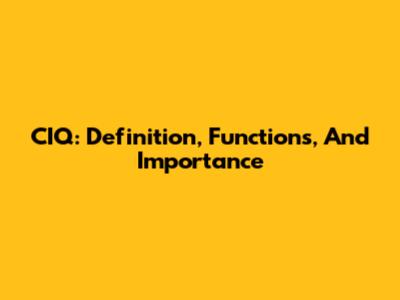 CIQ: Definition, Functions, And Importance