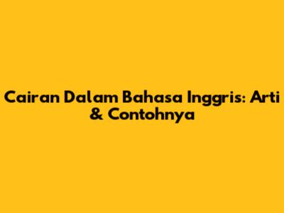 Cairan Dalam Bahasa Inggris: Arti & Contohnya