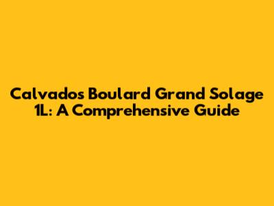 Calvados Boulard Grand Solage 1L: A Comprehensive Guide