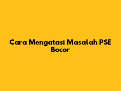 Cara Mengatasi Masalah PSE Bocor