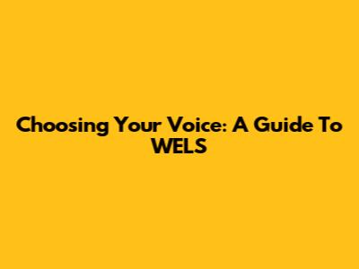 Choosing Your Voice: A Guide To WELS