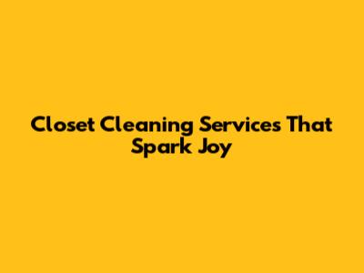 Closet Cleaning Services That Spark Joy