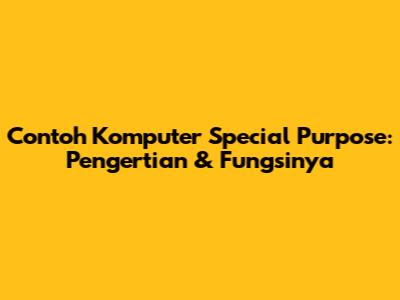 Contoh Komputer Special Purpose: Pengertian & Fungsinya