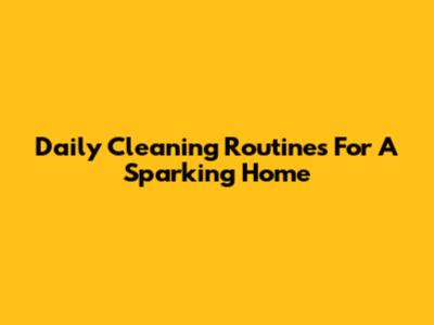 Daily Cleaning Routines For A Sparking Home