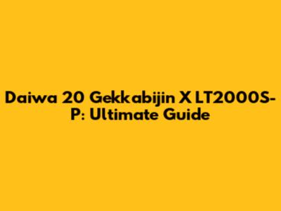 Daiwa 20 Gekkabijin X LT2000S-P: Ultimate Guide