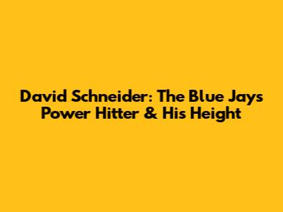 David Schneider: The Blue Jays' Power Hitter & His Height