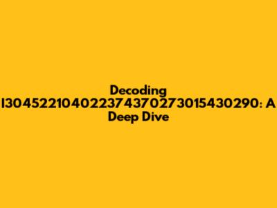Decoding I304522104022374370273015430290: A Deep Dive