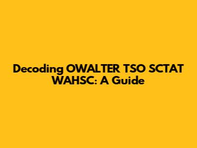 Decoding OWALTER TSO SCTAT WAHSC: A Guide
