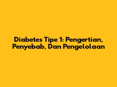 Diabetes Tipe 1: Pengertian, Penyebab, Dan Pengelolaan