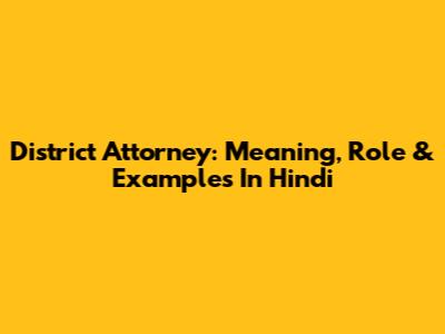 District Attorney: Meaning, Role & Examples In Hindi