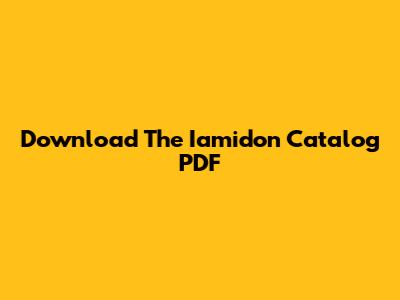 Download The Iamidon Catalog PDF