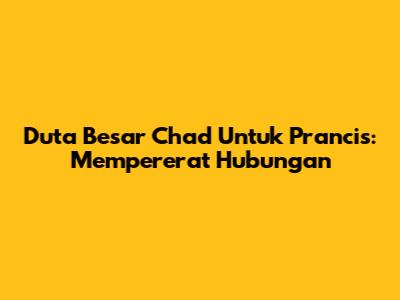 Duta Besar Chad Untuk Prancis: Mempererat Hubungan