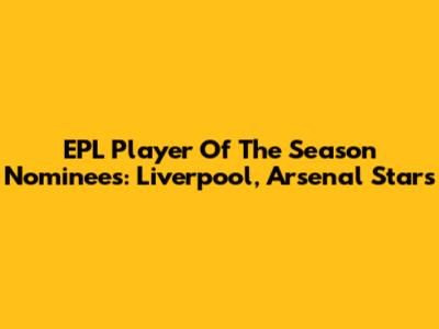 EPL Player Of The Season Nominees: Liverpool, Arsenal Stars