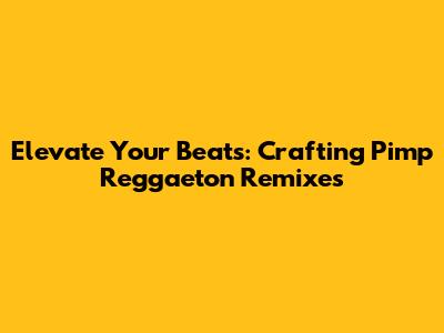 Elevate Your Beats: Crafting Pimp Reggaeton Remixes