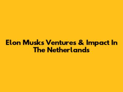 Elon Musk's Ventures & Impact In The Netherlands