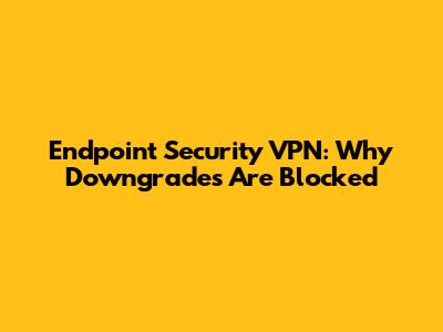 Endpoint Security VPN: Why Downgrades Are Blocked