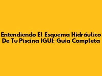 Entendiendo El Esquema Hidráulico De Tu Piscina IGUI: Guía Completa
