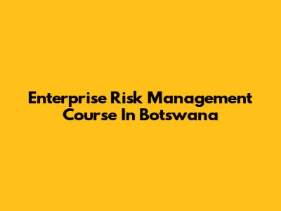 Enterprise Risk Management Course In Botswana