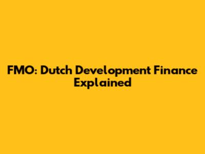 FMO: Dutch Development Finance Explained