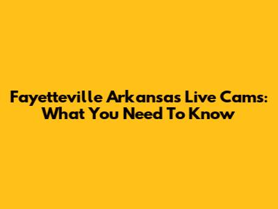 Fayetteville Arkansas Live Cams: What You Need To Know