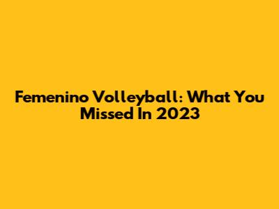 Femenino Volleyball: What You Missed In 2023