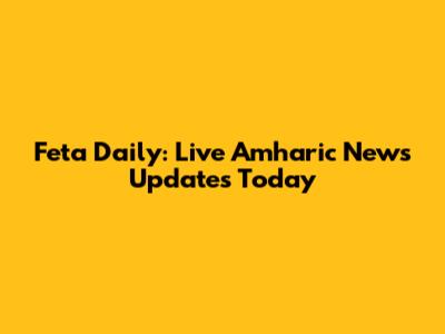 Feta Daily: Live Amharic News Updates Today