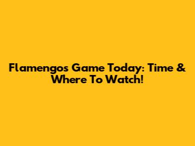 Flamengo's Game Today: Time & Where To Watch!