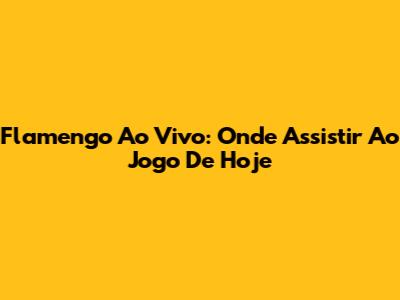 Flamengo Ao Vivo: Onde Assistir Ao Jogo De Hoje